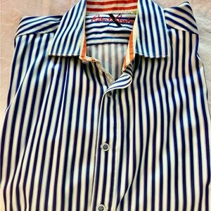 Robert Graham Blue and White Casual Button Down Shirt